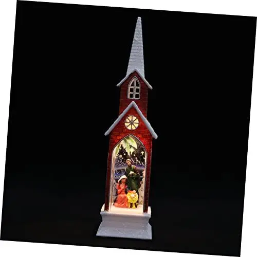 Produktbild: SWOOMEY 1Stk Weihnachtsbeleuchtung Feriendorfhaus beleuchten weihnachtsdeko Weihnachtsdekorationen Weihnachtssto Ornament Weihnachtslampendekor Weihnachts-Kirchenlampe Jahrgang Statue rot