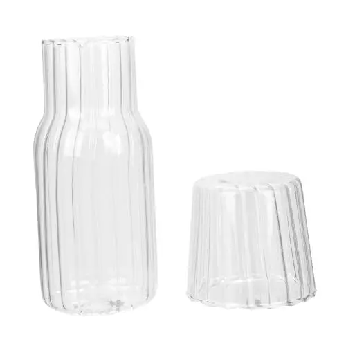 Produktbild: SWOOMEY 1 Satz Glaskanne Mit Tasse Wasserkaraffe Und Gläser Nachttisch Wasserbecher Am Bett Kühlschrank Krug Getränk Glasbecher Wasserglas Mundspülbecher Eistee Krug Multifunktion Getränke
