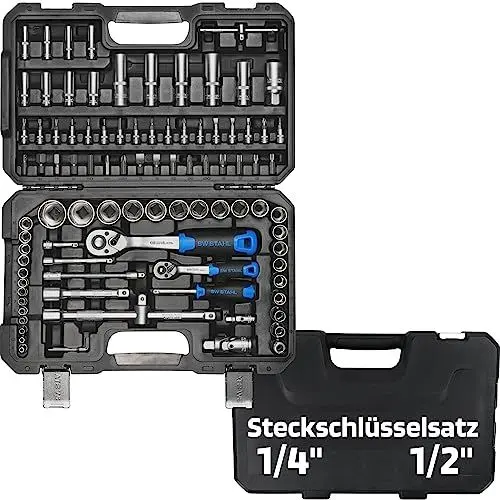 Produktbild: SW-Stahl 07797L Steckschlüsselsatz 97 teilig I Nusskasten mit Ratsche 1/4
