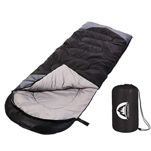 Produktbild: SWTMERRY - Schlafsack für 3-4 Jahreszeiten (Sommer, Frühling, Herbst, Winter) warmes und kühles Wetter – leicht, Jugendliche und Erwachsene zum Wandern, Rucksackreisen und Campen.