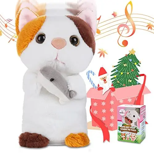 Produktbild: SWTOIPIG Sprechen wiederholt, was Sie Sagen, interaktives elektronisches Plüsch-Stofftier Katze,tanzendes und zitterndes Spielzeug, animiertes Spielzeug-Haustier-Geschenk für Kinder, H:7''