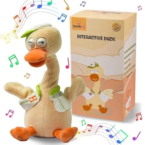 Produktbild: SWTOIPIG Sprechendes, tanzendes Entenspielzeug, das Aufnahmen aus Plüsch nachahmt und interaktiv ist, das wiederholt, was Sie Sagen, Stofftiere, die den Hals schütteln, sprechende Puppe