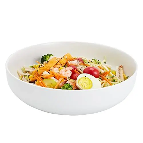 Produktbild: Swuut 26cm Große Servierschüssel, 2200ml Salatschüssel, Keramik Weiß Pasta Schüssel, Robust Mischschüsseln, Matte Soup Bowl for Family Kitchen,Microwave & Dishwasher Safe (Weiß)