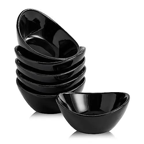 Produktbild: Swuut Keramik Dip Schüsseln Set von 6,1.5 Oz Weiß Dip Pinch Schüssel, Sojasauce Gerichte, Mini Schüsseln für Charcuterie Board Sushi, Tomatensauce, BBQ und Party Zubehör(Schwarz)