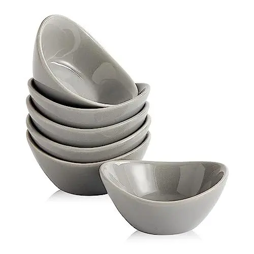 Produktbild: Swuut Keramik Dip Schüsseln Set von 6,1.5 Oz Weiß Dip Pinch Schüssel, Sojasauce Gerichte, Mini Schüsseln für Charcuterie Board Sushi, Tomatensauce, BBQ und Party Zubehör(Grau)