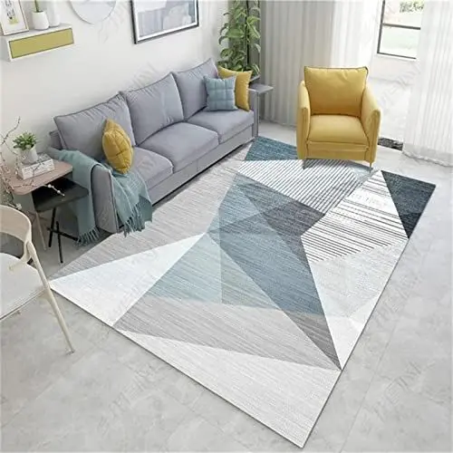 Produktbild: SXGCH Küchenteppiche Schlafzimmerteppiche für Erwachsene Wohnzimmerteppich Rechteckiger Büroteppich Blaugrauer Teppich Großer Teppich Unterteppich rutschfest 100X160CM 3ft 3.4