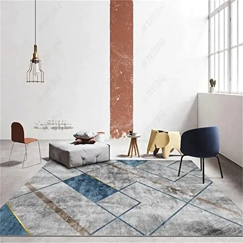 Produktbild: SXGCH Unterteppich rutschfeste Hausteppiche Grauer Zimmerteppich Rechteckiger Büroteppich Teppich für Erwachsene Schlafzimmer Spielmatte 40X60CM 1ft 3.7