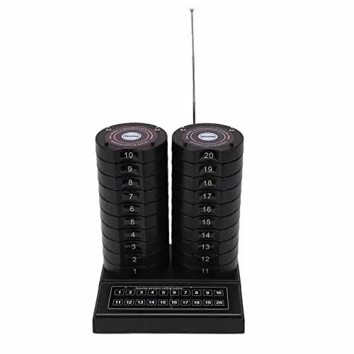 Produktbild: Sxhlseller 20 Kanäle Restaurant-Pager-Summer, Gäste-Kunden-Warteschlangen-Pager-Anrufsystem, mit Summer-Vibrations-Blitz-Erinnerung, Drahtloses Anrufen, Soziale Distanzierung für