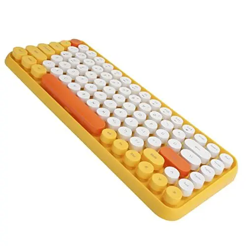 Produktbild: Sxhlseller Drahtlose Tastatur 84 Tasten Retro Round Keycap Gaming Bürobedarf 308I 10 Meter Klassischer Trend für Spiele und Büro Komfortabel Bunt (Gelb)