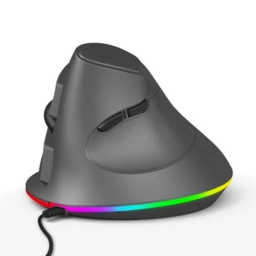 Produktbild: Sxhlseller Ergonomische USB-Maus mit Kabel, RGB-Game-Player, Ergonomische Vertikale Maus, 7 Tasten, Makroprogrammierbar, mit Einstellbarer 7200 DPI Desktop-Maus für Gaming-Laptop-PC (Gray)