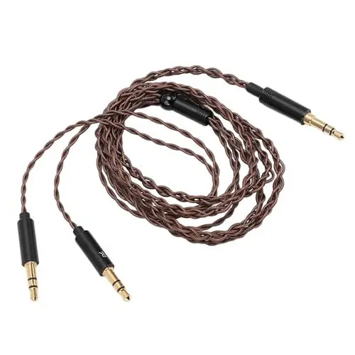 Produktbild: Sxhlseller Ersatz Kopfhörerkabel, 3,5 Mm auf Dual 3,5 Mm Stecker, Ersatz Audio Upgrade Kabel, OFC Gewebtes Kopfhörerkabel für T1 II T5 für MDR Z7 für Sundara für Arya 3,9 Fuß