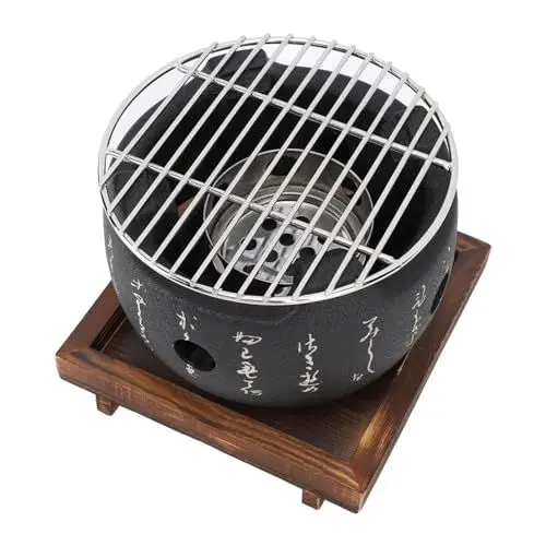 Produktbild: Sxhlseller Grill Im Japanischen Stil mit Tragbarem Runden Design, BBQ-Grill, Lebensmittel-Holzkohleofen für den Haushalt, Grillwerkzeug – 2 Größen Erhältlich (S)