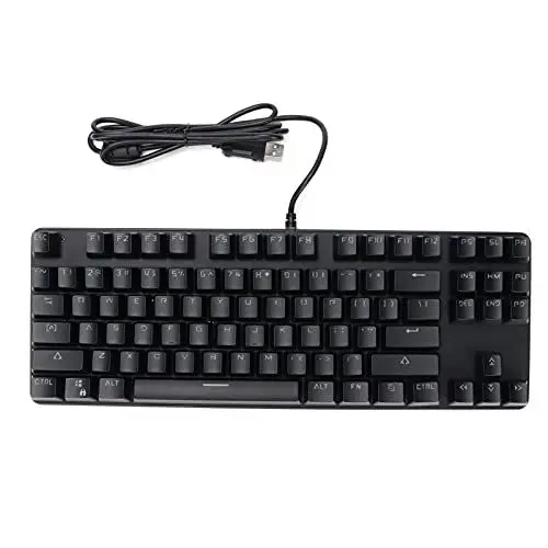 Produktbild: Sxhlseller Mechanische Gaming-Tastatur Kabelgebundene USB-Computertastatur mit 87 Tasten, 9 Hintergrundbeleuchtungsmodi Regenbogen-Hintergrundbeleuchtung, Ergonomisches Design (Black)