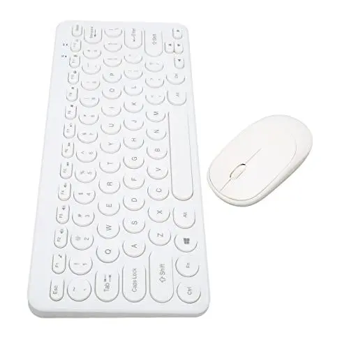 Produktbild: Sxhlseller Tastatur und Maus, kabellose 2,4-G-Tastatur-Maus-Kombination, ergonomische Maus und Tastatur, 78-Tasten-Retro-Runde-Tastenkappen-Stummschalttasten für das Büro (Weiß)