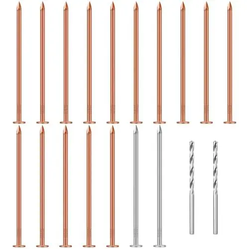 Produktbild: Sxutop 15 Stück Kupfernägel Groß 89mm Kupfernägel Lang Kupfernägel Baumkiller Solid Kupfer Nägel Große Nägel für Bäume mit 89mm Stahlnägel und 70mm Bohrnägel zum TöTen von Baum und Schieferdach