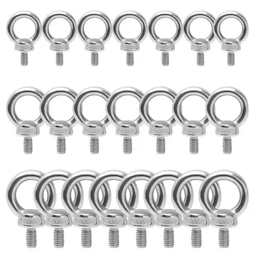Produktbild: Sxutop 21 Stück Ringschraube Edelstahl M4 M5 M6 Runde Ringbolzen 304 Edelstahl Augenschraube Augenbolzen mit Ring Augbolzen Sichere Installation Außengewinde Ringschraube für Befestigens und Hängens