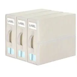 Produktbild: Syeeiex Bettwäsche Aufbewahrung, 3 Stück Faltbare Aufbewahrungstasche für Bettlaken, Bettwäsche Organizer mit Fenster&Etikett, Unterbett Aufbewahrungsbox für King&Queen Size Bettlaken Decken - Beige