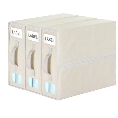 Produktbild: Syeeiex Bettwäsche Aufbewahrung, 3 Stück Faltbare Aufbewahrungstasche für Bettlaken, Bettwäsche Organizer mit Fenster&Etikett, Unterbett Aufbewahrungsbox für King&Queen Size Bettlaken Decken - Beige