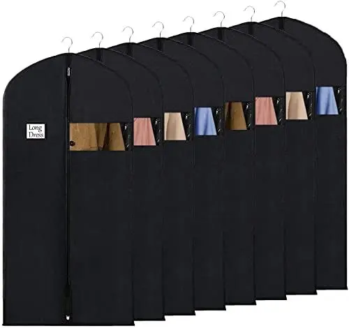 Produktbild: Syeeiex Kleidersack für die Aufbewahrung, 60x152 cm Atmungsaktiver Stoff, Kleidersäcke Lang für den Kleider Mäntel Abendkleider, 8 Stück