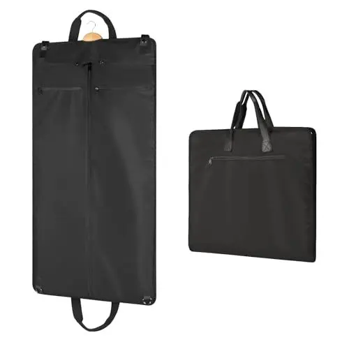 Produktbild: Syeeiex Premium Kleidersack, Anzugtasche für Reisen Aufbewahrung Weich Stoff Kleiderhülle, Atmungsaktive Kleidersäcke für Hemden Abendkleider Kleidersack Anzug mit Reißverschluss Taschen - Schwarz