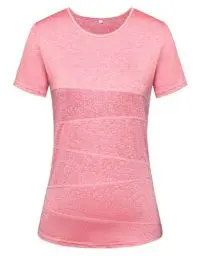 Produktbild: Sykooria Sportshirt Damen Kurzarm Sport Fitness T-Shirt Laufshirt Yoga T Shirt Funktionsshirt Atmungsaktives Trainingsshirt für Trekking Gym, Rosarot 3XL