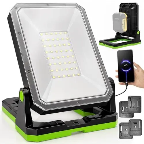 Produktbild: SYLSTAR Akku Baustrahler für 18-20V Akkus, 30W 3000LM Arbeitsleuchte LED Akku Lampe Kompatibel mit BOSCH Professional, Makita, DEWALT, Black&Decker, PorterCable, STANLEY und Milwaukee(nur Licht)