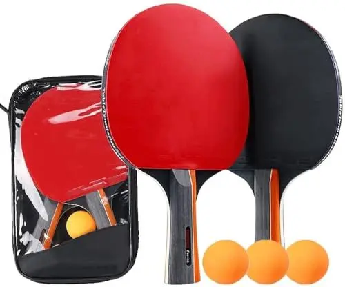 Produktbild: Symagalbst Professionel Tischtennis Set 2 Tischtennisschläger mit 3 Tischtennisbälle und 1 Tasche, Table Tennis Set Ideal für Anfänger, Profis