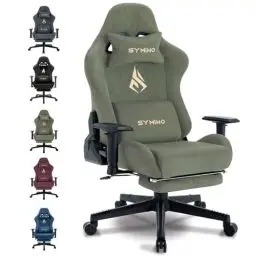 Produktbild: Symino Gaming Stuhl, Atmungsaktiver Bürostuhl aus Hochwertigem Stoff, So Weich Wie Pelz, Ergonomischer PC-Stuhl, Verstellbarer und Drehbarer Schreibtischstuhl mit Fußstütze, GRÜN