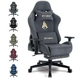Produktbild: Symino Gaming Stuhl, Atmungsaktiver Bürostuhl aus Hochwertigem Stoff, So Weich Wie Pelz, Ergonomischer PC-Stuhl, Verstellbarer und Drehbarer Schreibtischstuhl mit Fußstütze, Grau