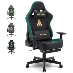 Produktbild: Symino Gaming Stuhl - Ergonomischer Bürostuhl im Racing Style, 200kg Belastbarkeit, verstellbare Armlehnen, Vintage PU Leder, Gaming Chair mit Fußstütze (Schwarz)