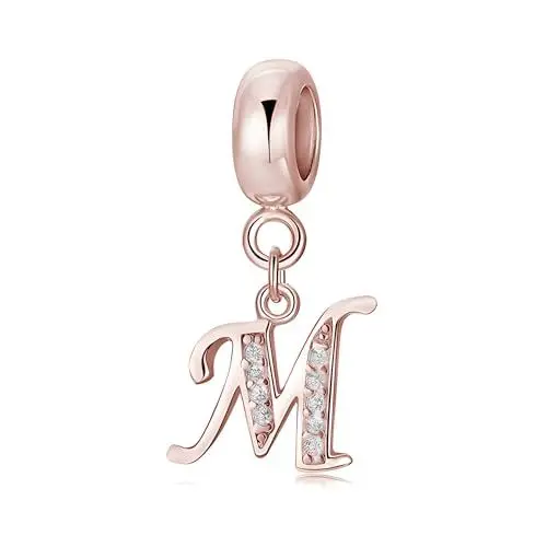 Produktbild: Symretie Damen 925 Sterling Silber Charm Anhänger Buchstaben M Beads Charms Kompatibel mit Europäischen Armbänder und Halskette
