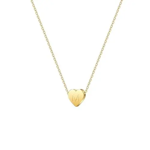 Produktbild: Symretie Goldkette mit Buchstaben M,14K Gold Vergoldet Initiale Halskette,Kleine Kette mit Buchstaben Gold Initial Herz Anhänger Kette für Damen Mädchen