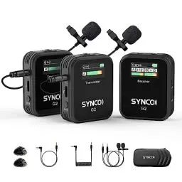 Produktbild: SYNCO Wireless Lavalier Mikrofon, G2(A2) 2.4GHz Ansteckmikrofon Kabellos 8H 200m Reichweite für Kamera mit Echtzeitüberwachung für Vlog YouTube
