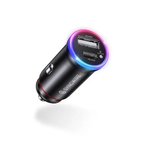 Produktbild: SYNCWIRE 90W Zigarettenanzünder USB C (PD45W & QC45W) Auto Adapter USB KFZ Ladegerät Zigarettenanzünder Adapter 12v USB-C Autoladegerät Kompatibel mit iPhone 15 Pro Max 14 13 12 11, Samsung, Google