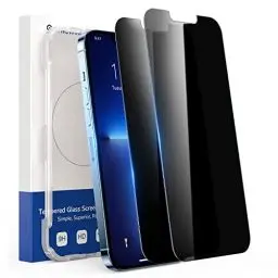 Produktbild: SYNCWIRE Sichtschutz für iPhone 13 Pro Max/14 Plus 6,7 Zoll (2 Stück), Anti-Spy Glas mit Installationsrahmen für iPhone 13 Pro Max/14 Plus (9H-Härte, 6X-Stärke, Bruchsicher, Wischfest, Blasenfrei)