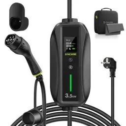 Produktbild: SYNCWIRE EV Ladegerät Typ 2 Anschluss Ladekabel 5,5m, Ladekabel Typ 2 Schuko 6/8/10/13/16A Einstellbare Strom, Klarer LCD-Anzeige, IP65 wasserdichte Ladegerätbox, Kabelhalterung, Aufbewahrungstasche
