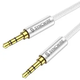 Produktbild: Syncwire Aux Kabel 3.5mm Audio Kabel - 1M Klinkenkabel Nylon für Kopfhörer, Apple iPhone iPod iPad, Echo Dot, Heim/KFZ Stereoanlagen, Smartphones, MP3 Player und Mehr - Silber