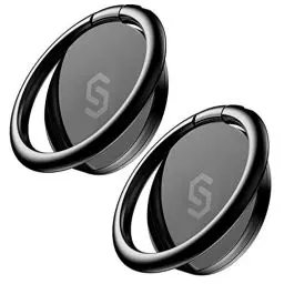 Produktbild: Syncwire Handy Fingerhalterung Smartphone Ring (2 Stück) Handy Ring (360 Grad Drehung) Handyring aus Metall Smartphone fingerhalten für iPhone, Samsung, Huawei, Xiaomi, LG, Sony und mehr - Schwarz
