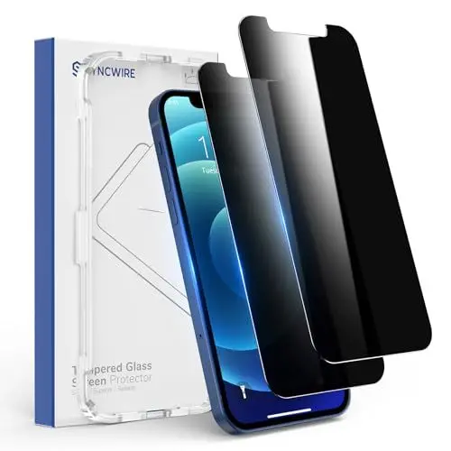 Produktbild: Syncwire Sichtschutzfolie für iPhone 12 Pro Max, (2 Stück) Anti-Spy 9H Härte Bruchsicher Schutzfolie, 3D Blasenfrei Schutzglas Privatsphäre Panzerschutzglasfolie, schwarz, 6.7 Zoll