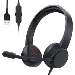 Produktbild: syndesmos USB Headset mit Mikrofon, Stereo-Headset Noise Cancelling Mikrofon, Kabelgebundenes USB PC Headset für Skype, Teams Meeting, Call Center, PC Computer Office Anrufe Online Konferenzen