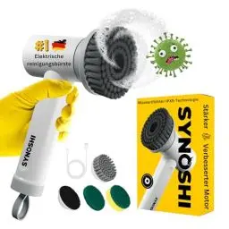 Produktbild: SYNOSHI | Elektrische Reinigungsbürste, Power Spin Scrubber, Reinigungsgerät mit 3 Sustauschbaren Reinigungsköpfen, Drehschrubber 2 Geschwindigkeiten. Schrubber Für Badezimmern, Duschen, Fliesen