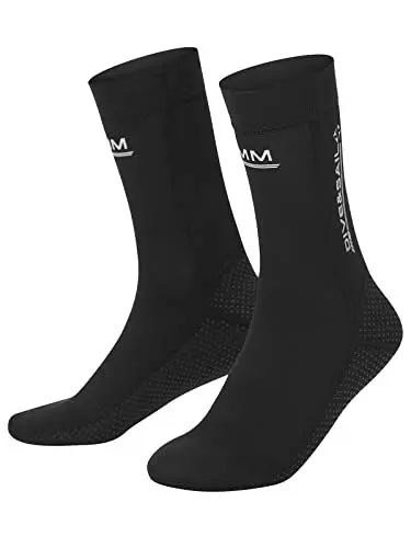 Produktbild: Synpowity Nassanzüge Socken 3mm Neopren Socken, Anti-Rutsch Tauchsocken für Herren Damen, Thermische Elastische Wassersport Socken für Schwimmen Tauchen Schnorcheln Surfen Segeln, M