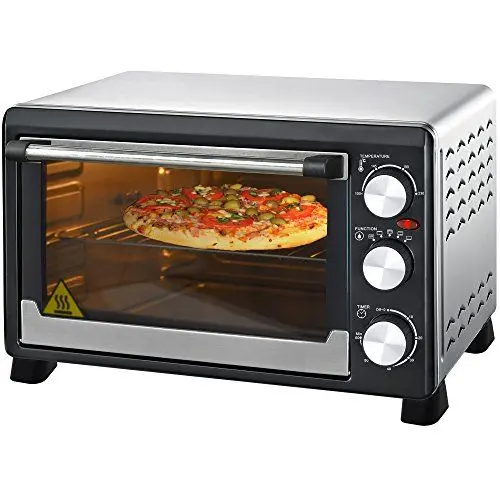Produktbild: Syntrox Germany 23 Liter Edelstahl Mini Stand Backofen mit Umluft und Drehspieß Miniofen Minibackofen Pizzaofen