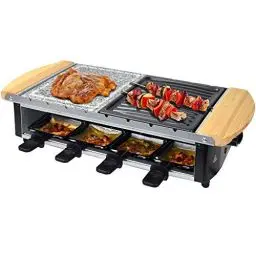 Produktbild: Syntrox Germany Edelstahl Design Raclette Uri mit Grill und Heißer Stein für 8 Personen