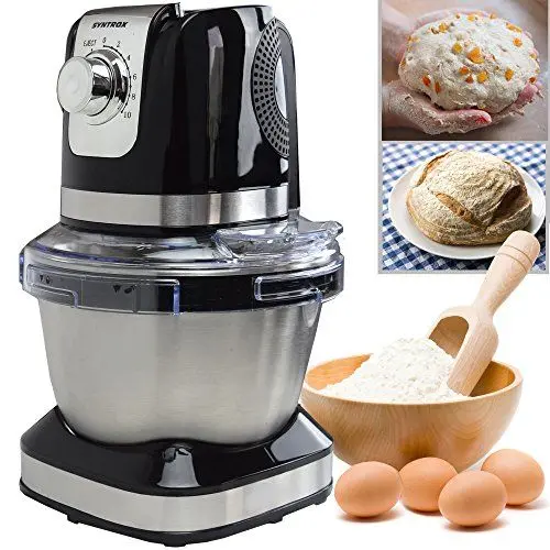 Produktbild: Syntrox Germany KM-600W Küchenmaschine Knetmaschine Mixer, Edelstahl-Behälter, 4 Liter, schwarz