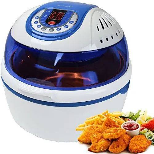 Produktbild: Syntrox Germany Turbo-Heißluftfritteuse Heißluftgarer Fritteuse Air-fryer mit LED-Display, 10 Liter Garraum, Fettfrei frittieren, blau