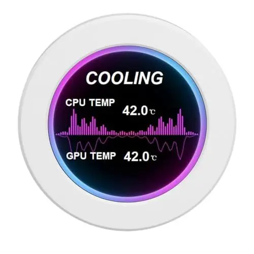 Produktbild: 2,1-Zoll-IPS-PC-Temperaturanzeige Wasserkühlungssysteme AIDA64 Runder Typ-C-PC-CPU-Daten-Sekundärmonitor mit 9-poligem Kabel (Weiß)