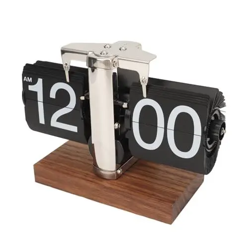 Produktbild: Bewinner Klappbare Schreibtisch-Regaluhr Im Retro-Stil, Automatisch Klappbare Schreibtisch-Tischuhr, Klassische Mechanische Digitalanzeige, Batteriebetrieben, 12 Stunden, Moderne Digitale