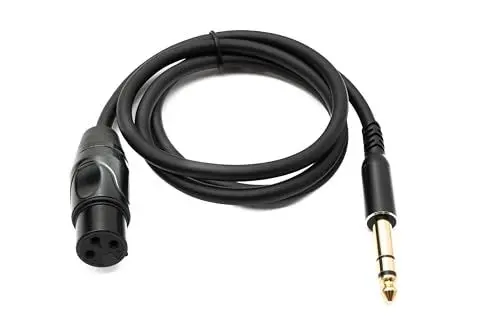 Produktbild: System-S Audio Kabel 100 cm 6.35 mm Klinke Stecker zu XLR 3 Pin Buchse Adapter in Schwarz