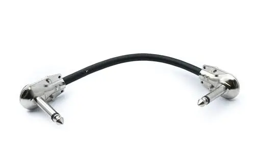 Produktbild: System-S Audio Klinke Kabel 15 cm AUX 6,35 mm 2 polig Stecker zu Stecker Winkel Adapter